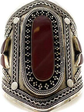 Handmade Adjustable Cuff Bracelet for Women, Bohemian Tribal Kuchi Design